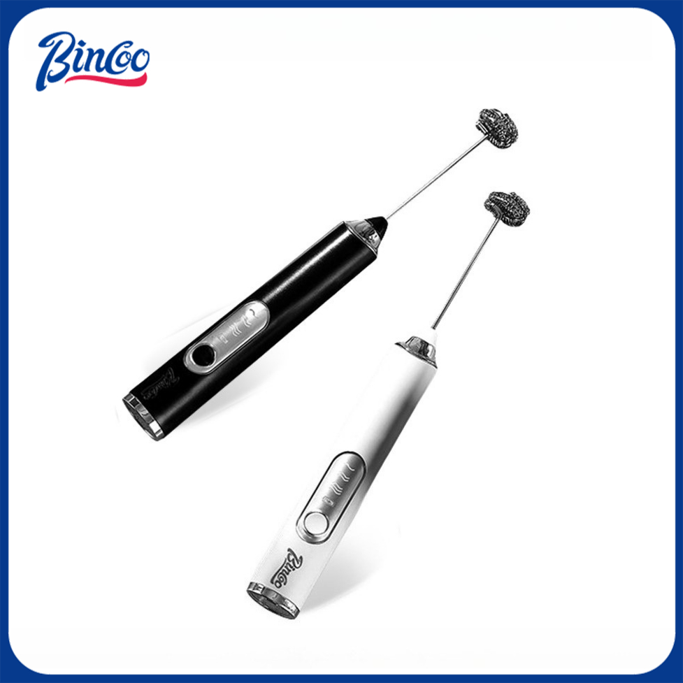 Electric Milk Frother Handheld - Bincoo デジタル式ハンドヘルドミルクフォーマー、電動ドリンクミキサー、ミルク攪拌機、ラテやカプチーノ用の携帯式コーヒーフォーマー