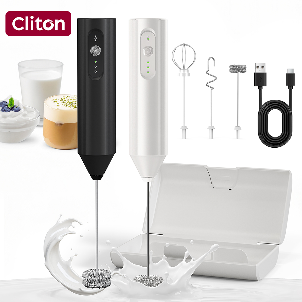 白色の多機能USB電動ミルクフォーマー。収納台付きの小型電動 - Electric Milk Frother Handheld のレビューと価格