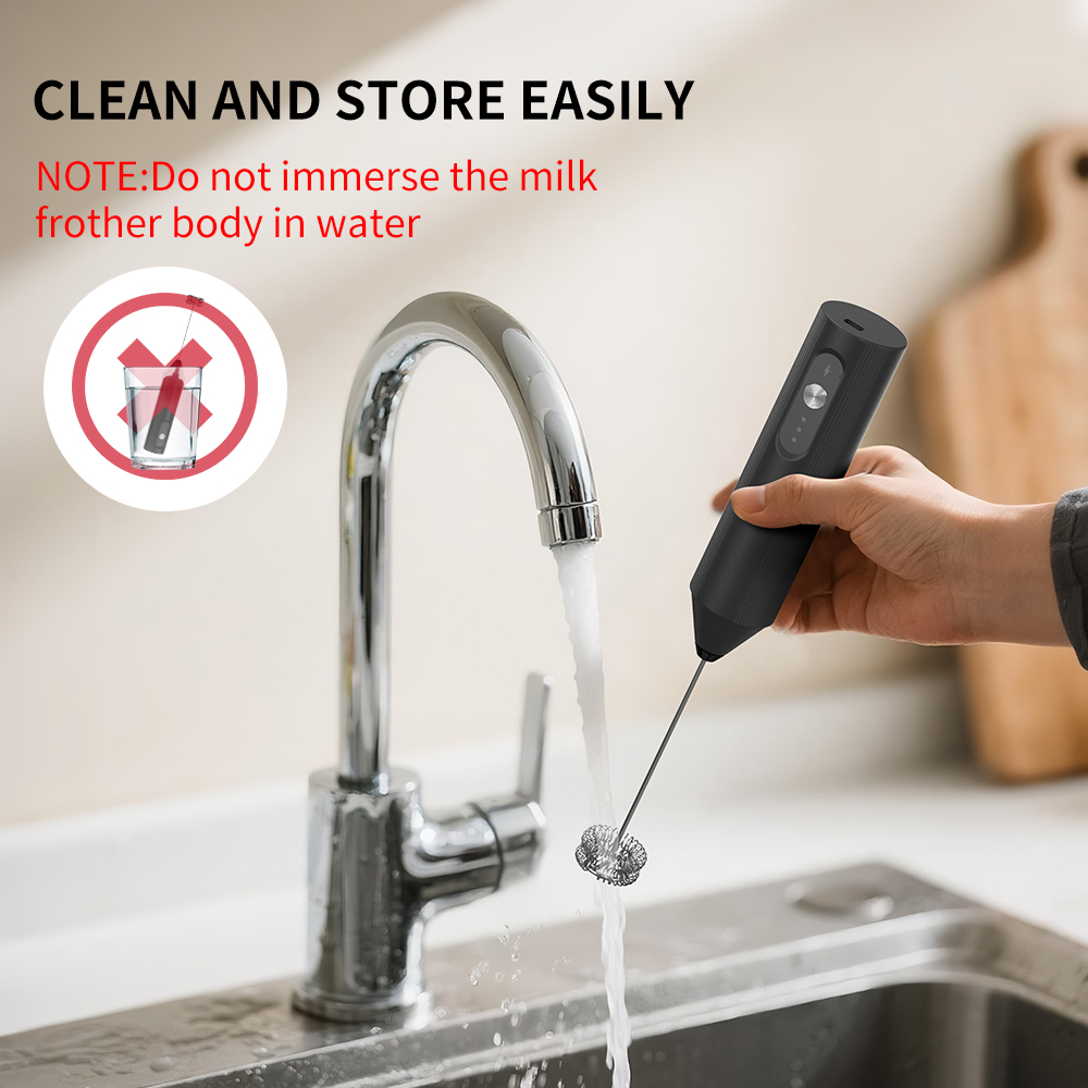 白色の多機能USB電動ミルクフォーマー。収納台付きの小型電動 - Electric Milk Frother Handheld のレビューと価格