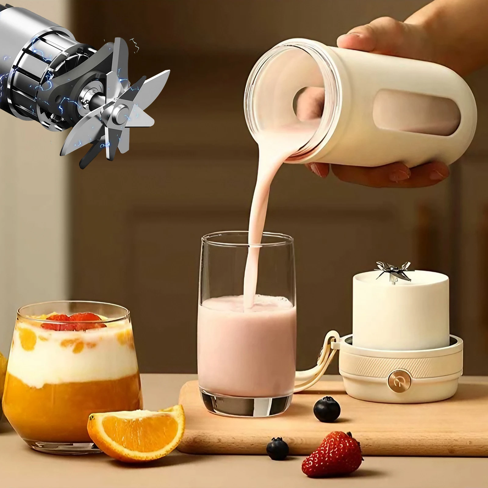 USB充電式電動ジューサーカップ。取り外し可能なストロー付き - Portable Blender Usb Rechargeable のレビューと価格